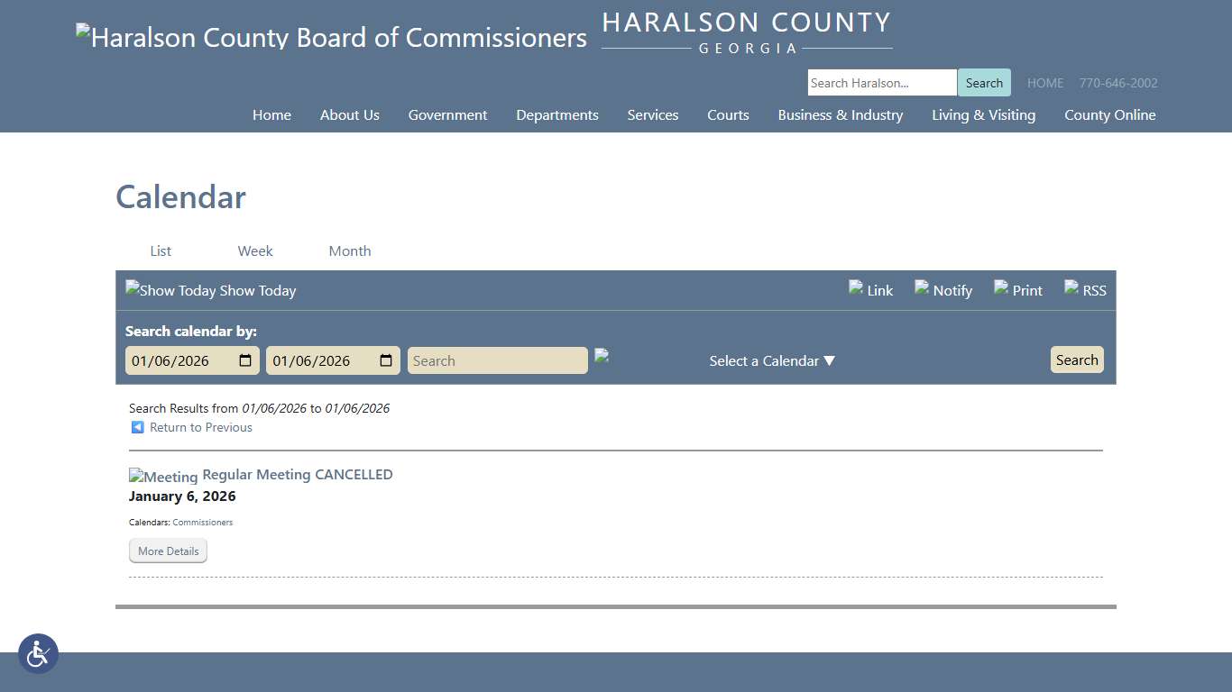 Calendar - Haralson County Board of Commissioners