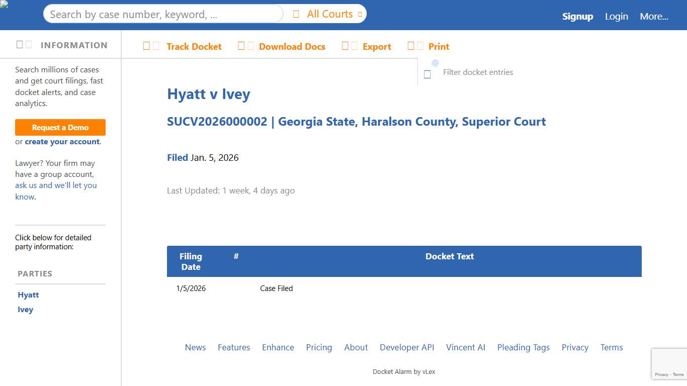 Hyatt v Ivey, SUCV2026000002 (Georgia State, Haralson County, Superior Court)